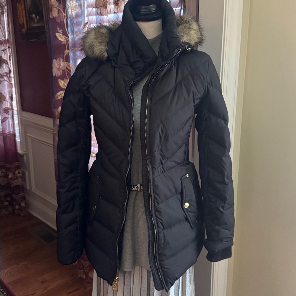 Michael Kors Black Down Jacket with removable Fur Hood